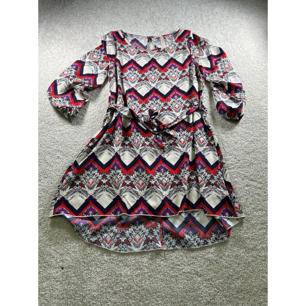 Tracy Feith Women's Medium‎ Multicolor Chevron Print Dress Polyester